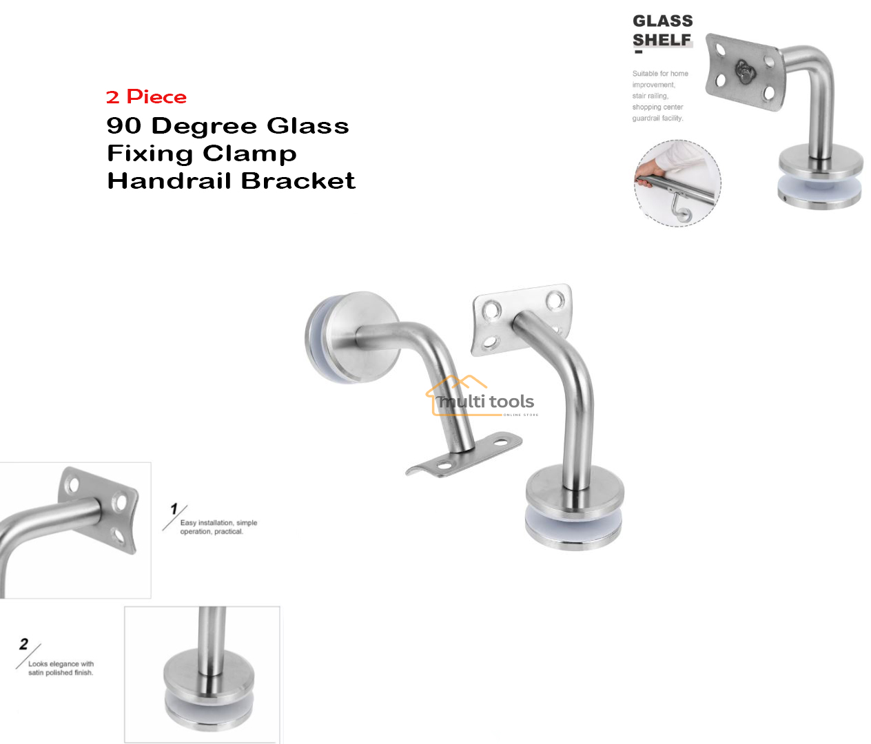 90 Degree Glass Fixing Clamp Handrail Bracket